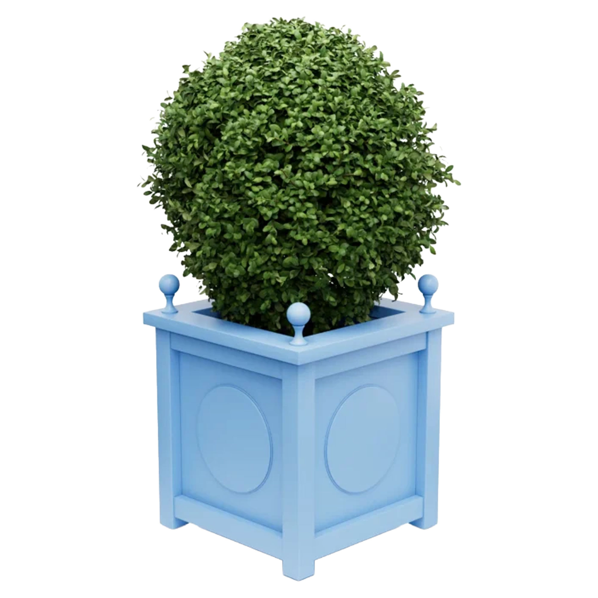 Udendørskrukke Metal Marseille Pastellblå 60 cm med Dekorative Kugler & Overkant