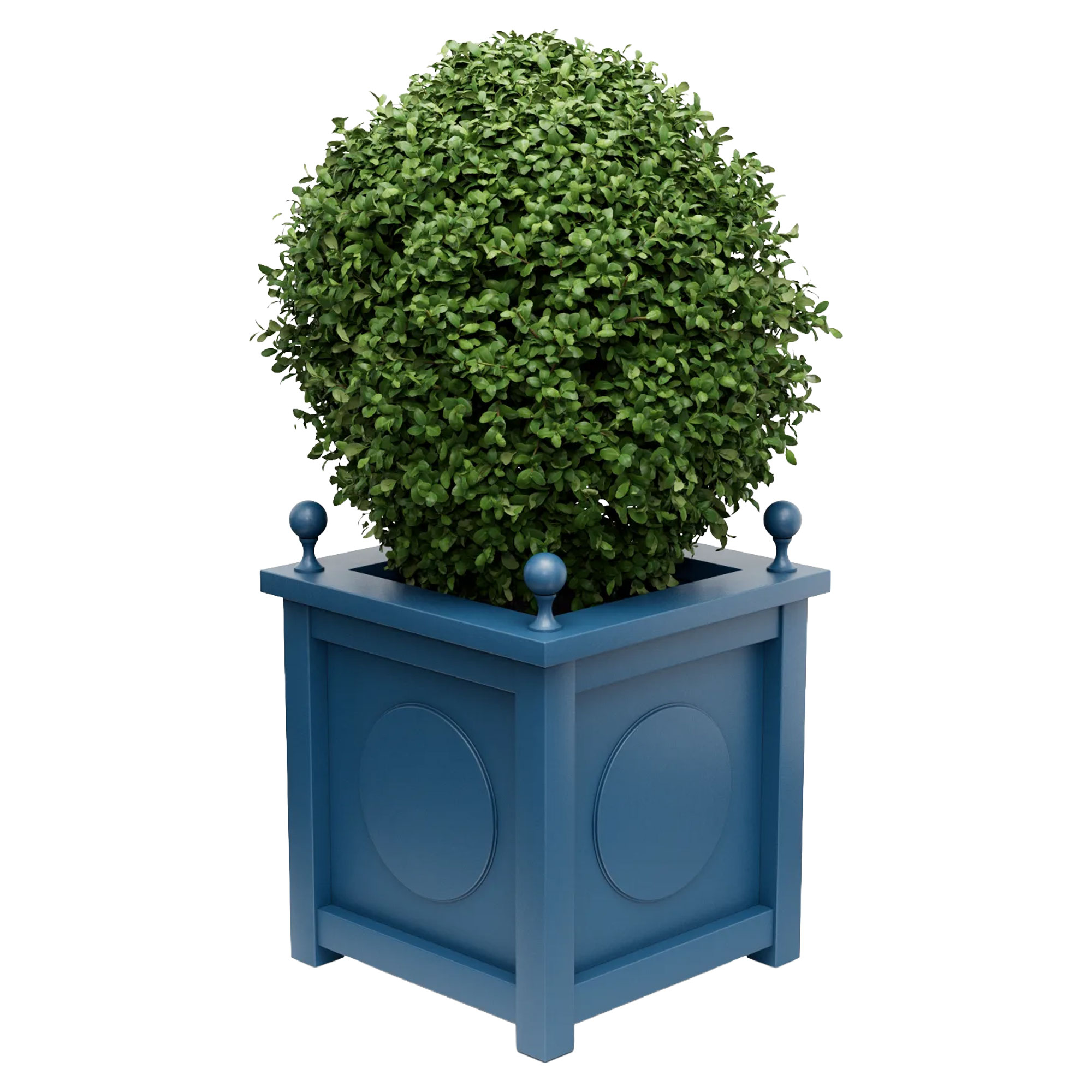 Udendørskrukke Metal Marseille Azurblå 75 cm med Dekorative Kugler & Overkant