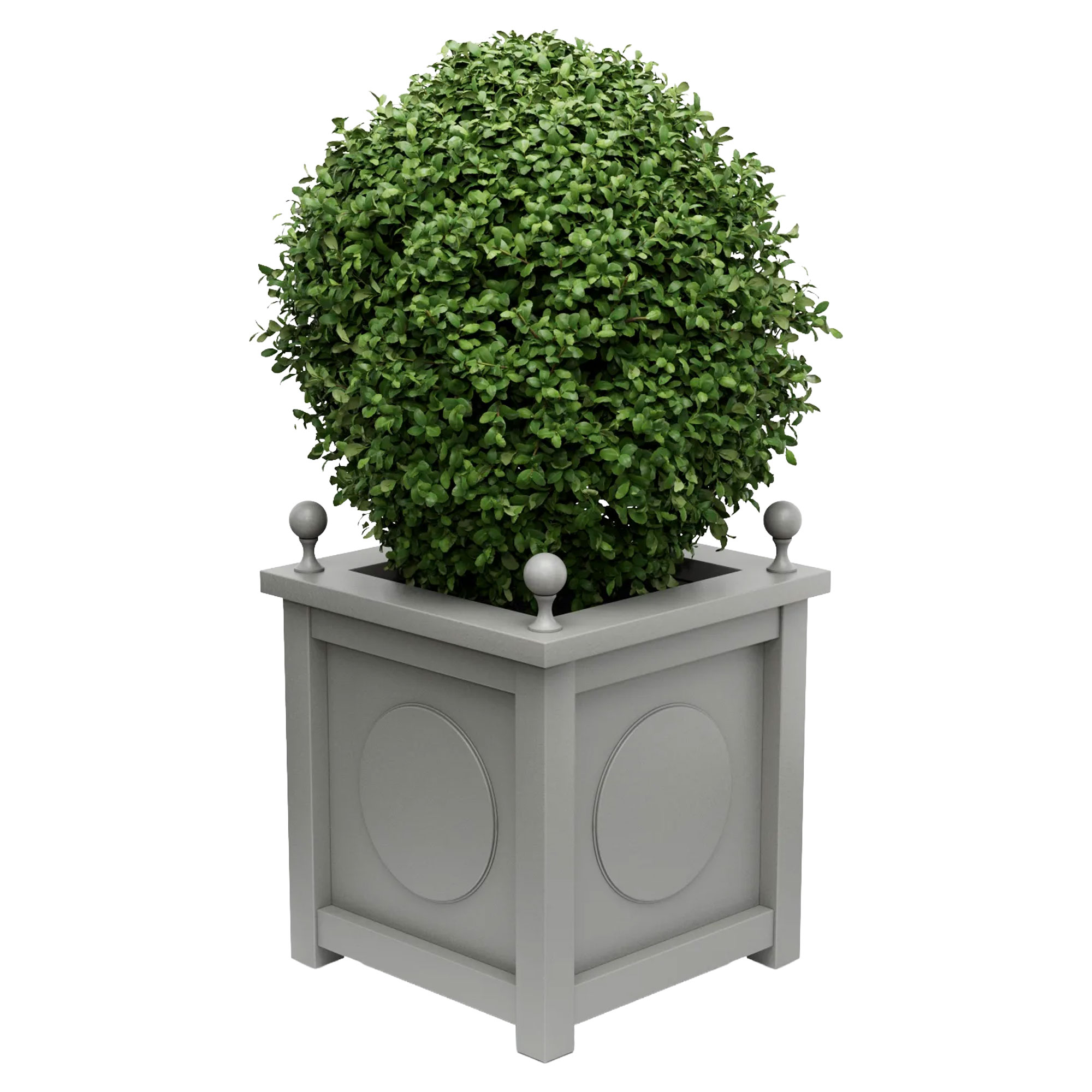 Udendørskrukke Metal Marseille Støvgrå 75 cm med Dekorative Kugler & Overkant