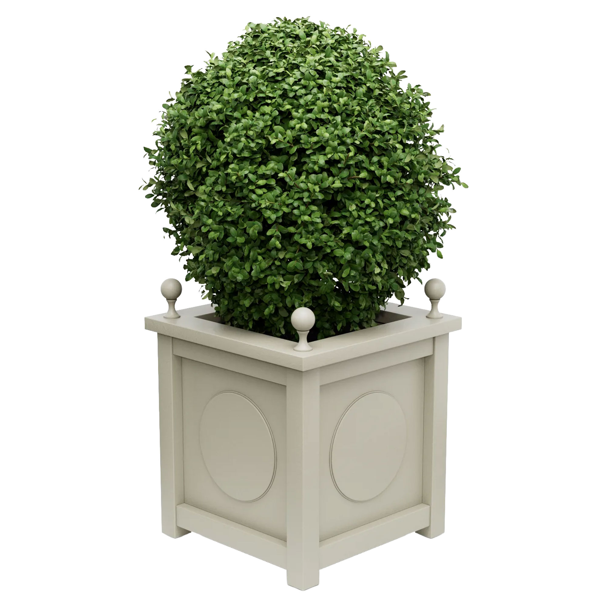 Udendørskrukke Metal Marseille Småstensgrå 75 cm med Dekorative Kugler & Overkant