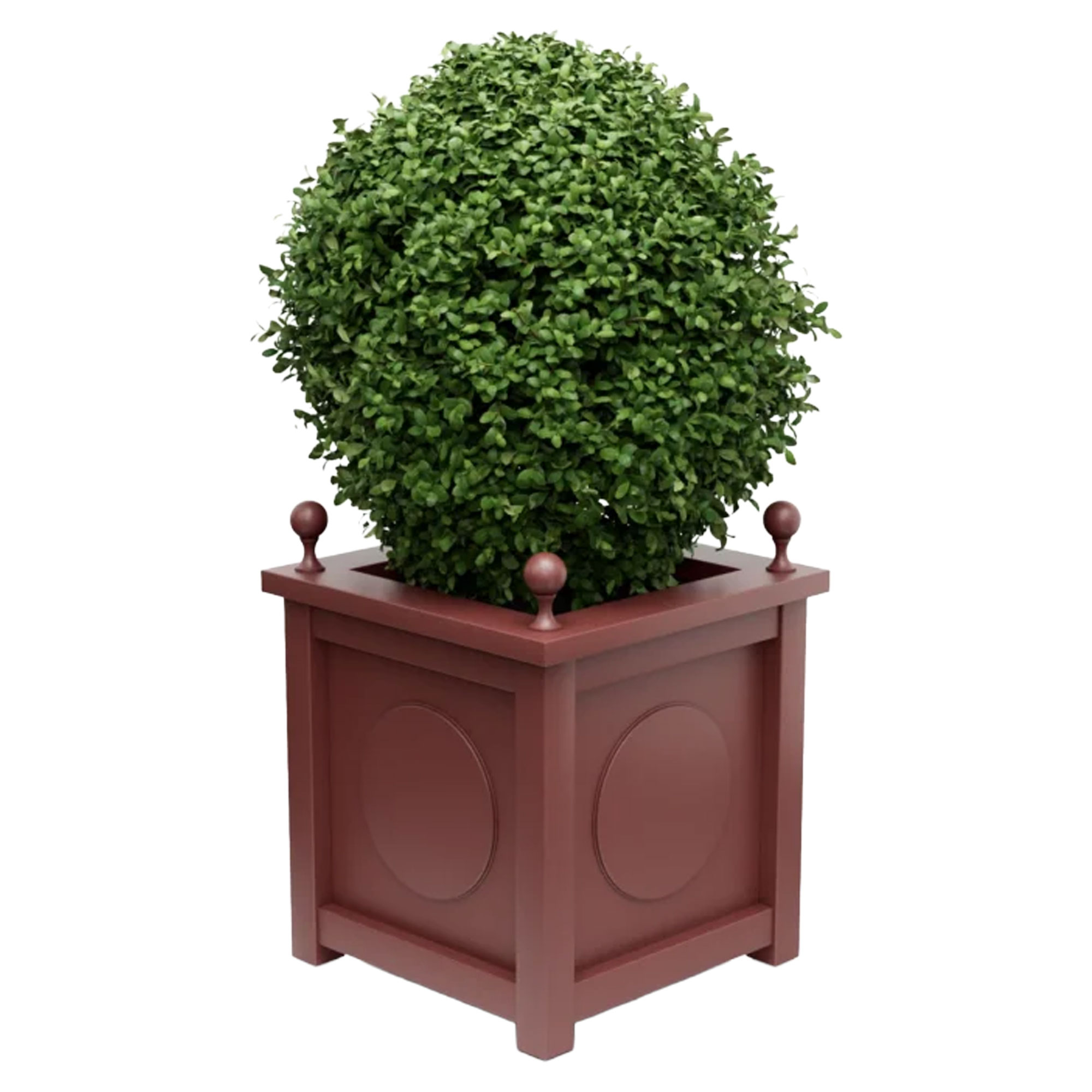 Udendørskrukke Metal Marseille Rubinrød 75 cm med Dekorative Kugler & Overkant