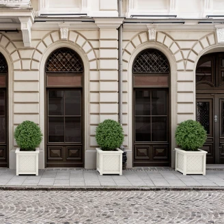 Udendørskrukke Metal <strong>Bloomsbury</strong>  Hvid 60 cm med Dekorativ Overkant