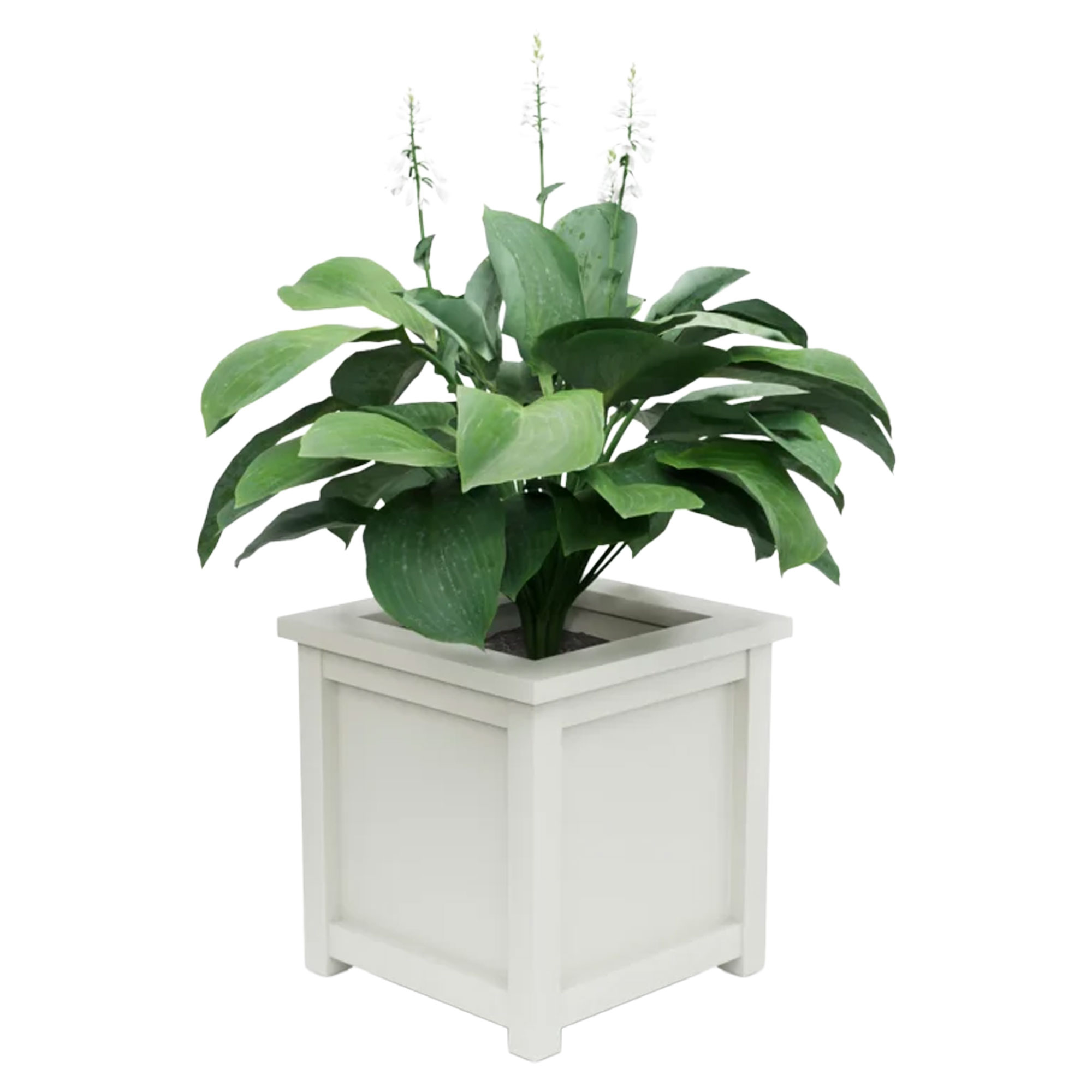 Udendørskrukke Metal Elmsford Hvid 75 cm med Dekorativ Overkant