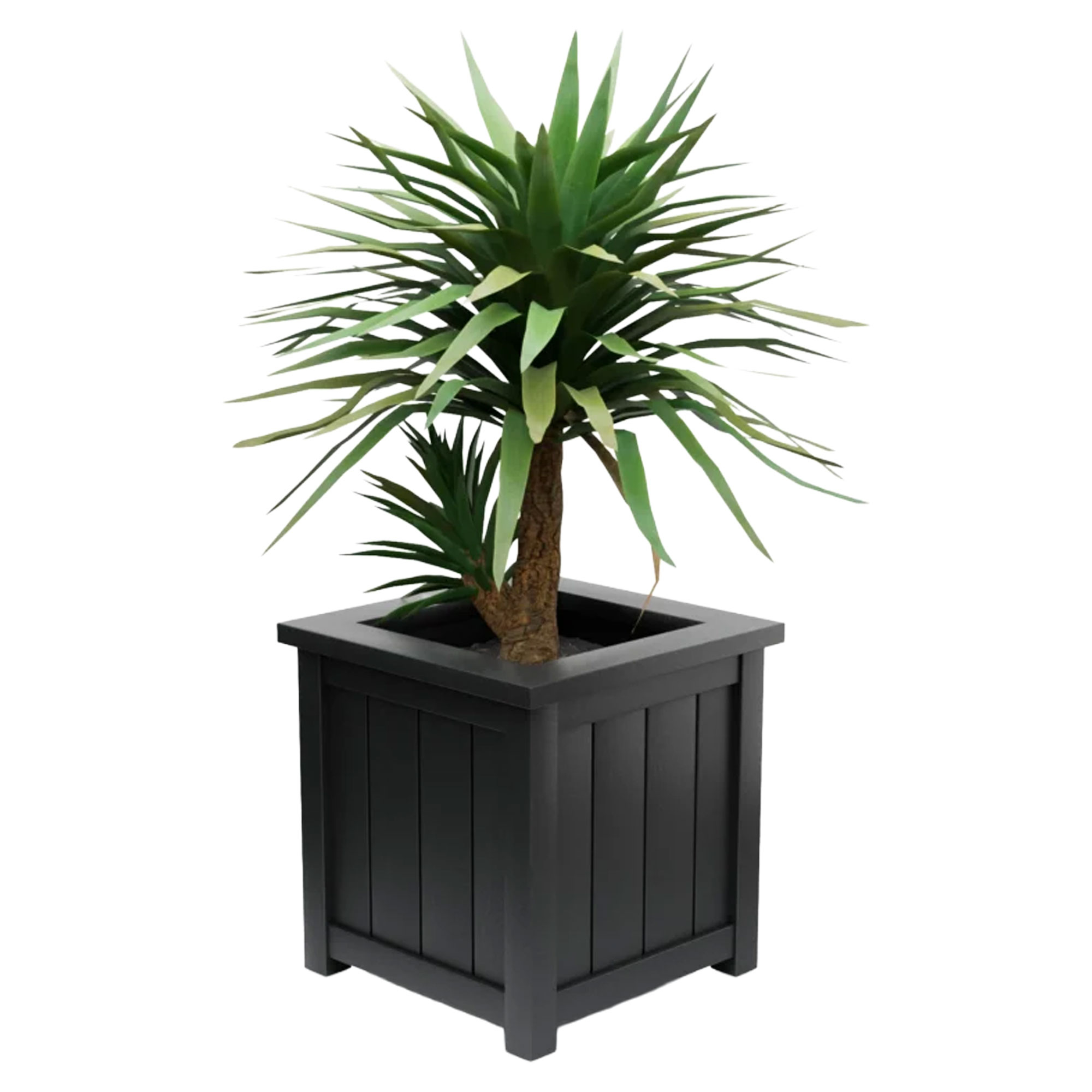 Udendørskrukke Metal Edenbridge Sort 60 cm med Dekorativ Overkant