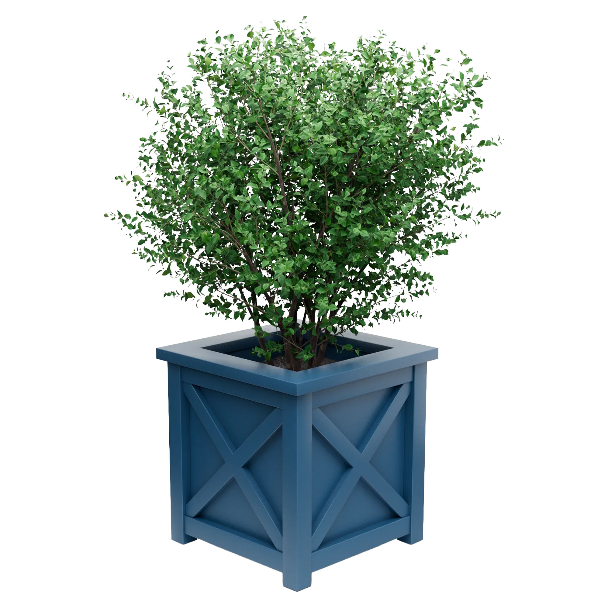 Udendørskrukke Metal Berkley Azurblå 60 cm med Dekorativ Overkant