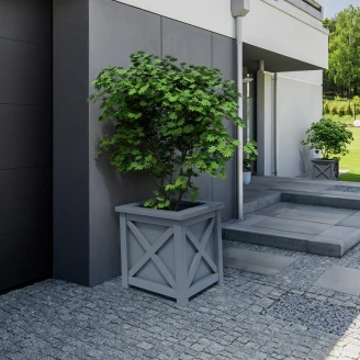 Udendørskrukke Metal <strong>Berkley</strong>  Støvgrå 60 cm med Dekorativ Overkant