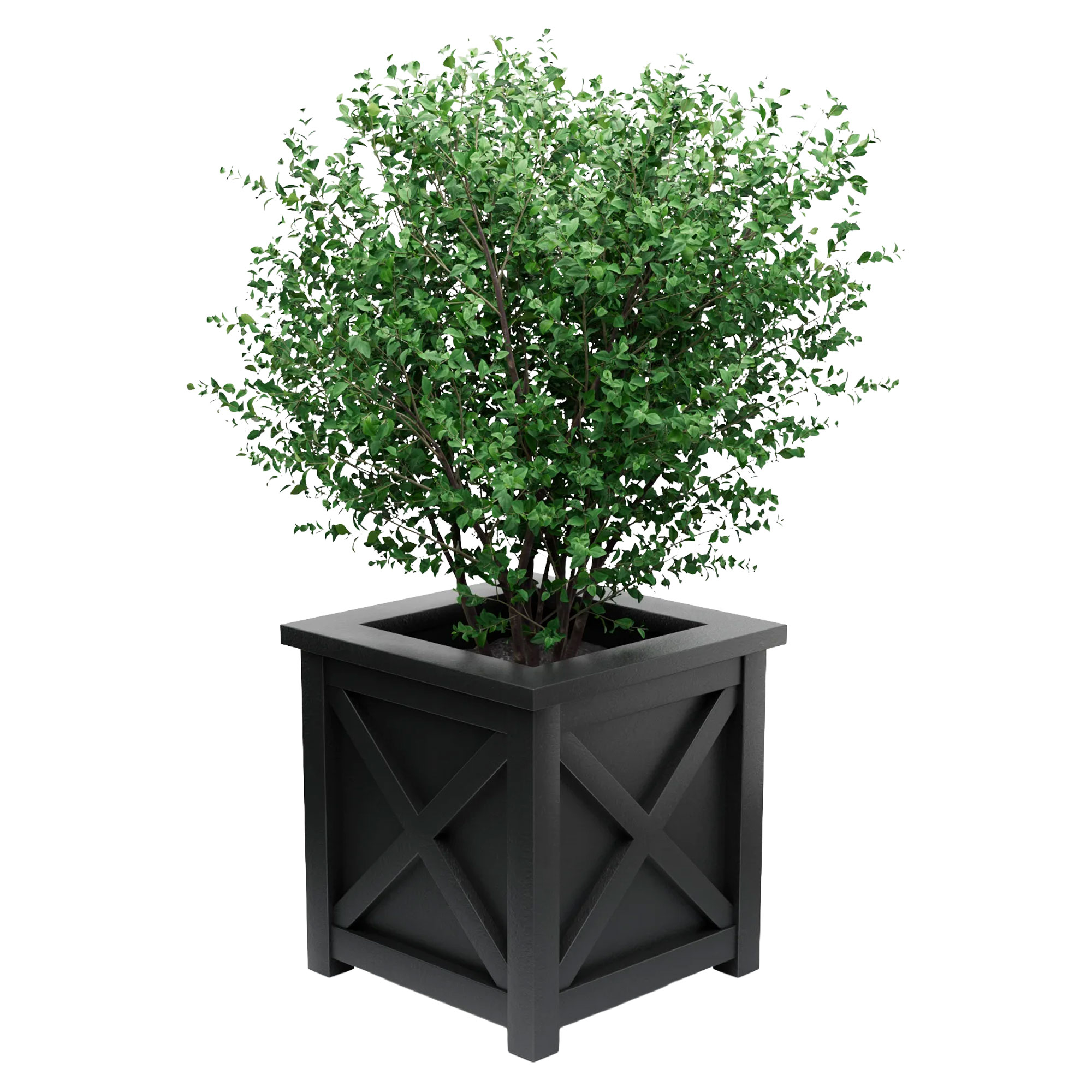 Udendørskrukke Metal Berkley Sort 60 cm med Dekorativ Overkant