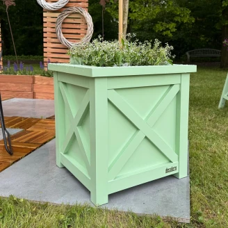 Udendørskrukke Metal <strong>Berkley</strong>  Lysegrøn 60 cm med Dekorativ Overkant