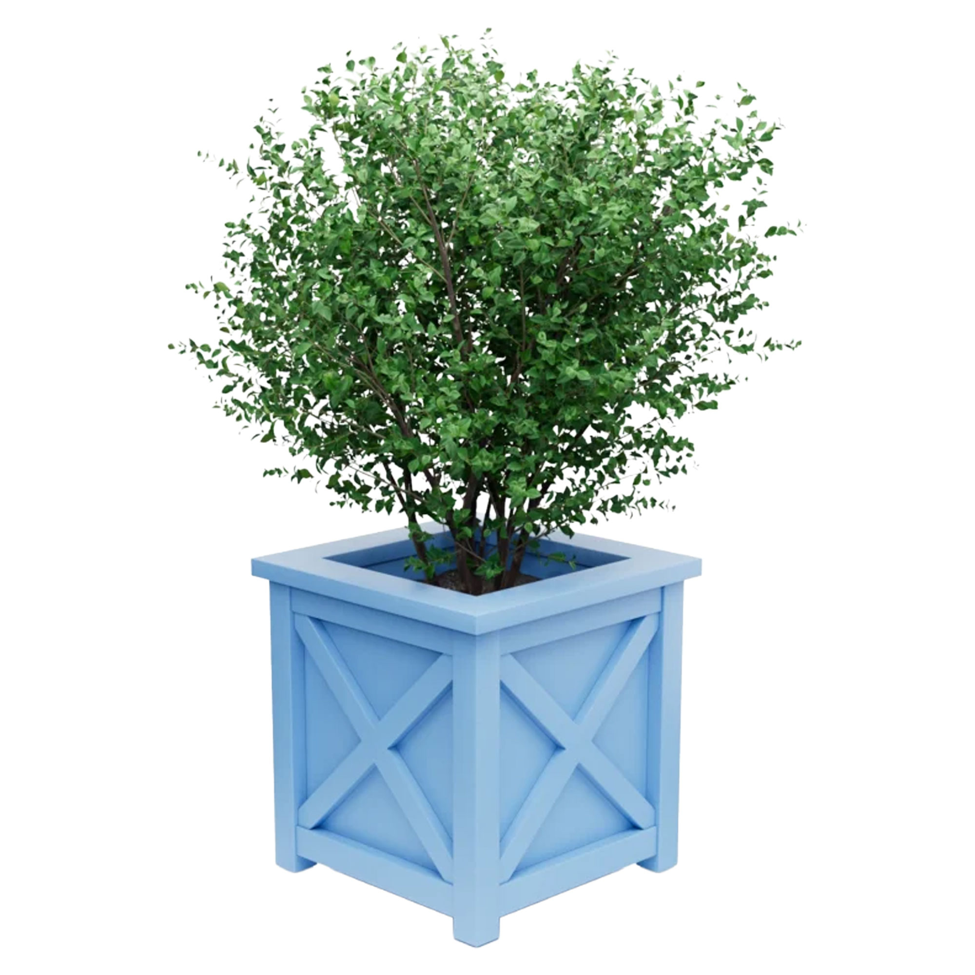 Udendørskrukke Metal Berkley Pastellblå 60 cm med Dekorativ Overkant