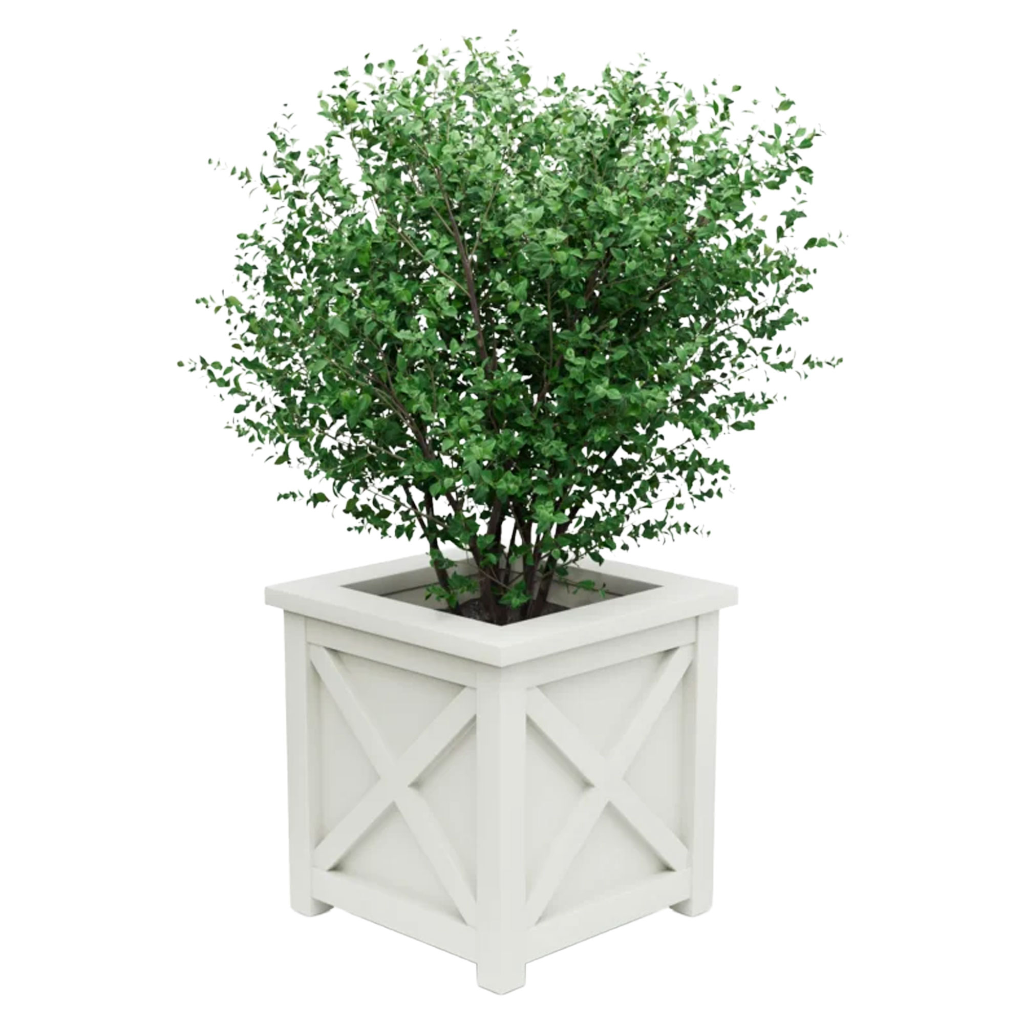 Udendørskrukke Metal Berkley Hvid 60 cm med Dekorativ Overkant