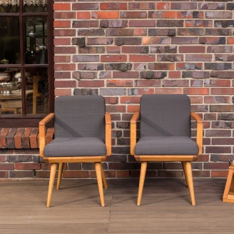 Udendørsstol med Armlæn <strong>Claydon</strong>  Grå, Træ