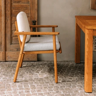 Udendørsstol med Armlæn <strong>Linwood</strong>  Hvid, Træ