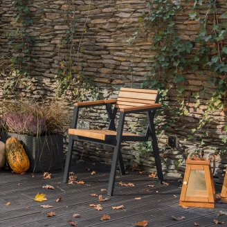 Udendørsstol med Armlæn <strong>Rosavia</strong>  Træ, Sort