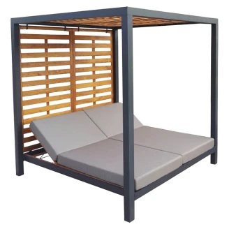 Dobbelt solseng med Pergola <strong>Greenora</strong>  Træ, Sort