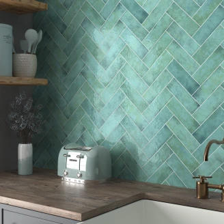 Dune Vægflise <strong>Alfar</strong>  Turkis Blank 7x20 cm