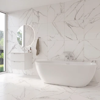 Marmor Klinker <strong>Fjäder</strong>  Hvid Mat 30x60 cm