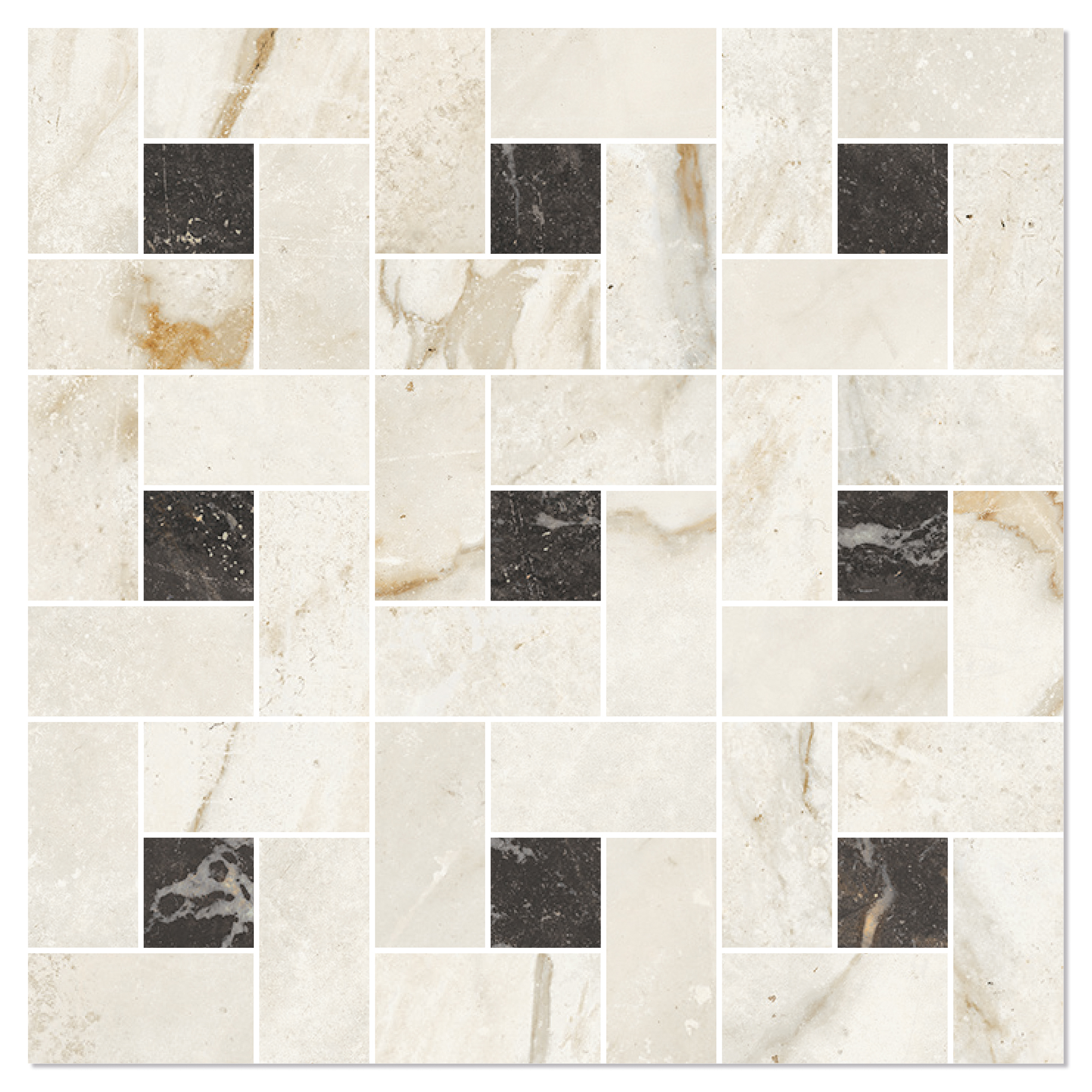 Marmor Klinker Canterbury Auric-Nat Sort Moduler Mat 30x30 cm