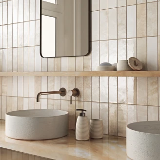 Vægflise <strong>Yumi</strong>  Beige Blank 7x20 cm