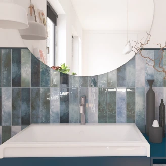 Vægflise <strong>Auri</strong>  Hav Blank 6x25 cm