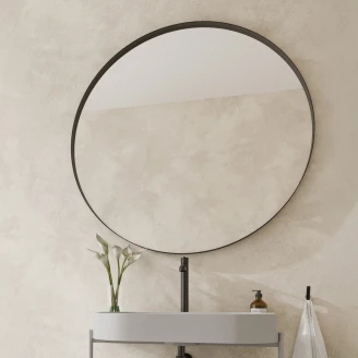 Woood Spejl <strong>Doutzen</strong>  Sort Ø 80 cm