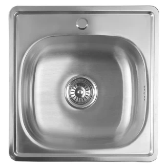 Rustfrit Stål Køkkenvask <strong>Steelora</strong>  Krom Blank 48x18 cm med Vandlås