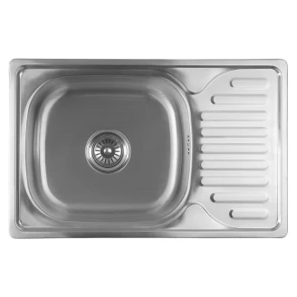 Rustfrit Stål Køkkenvask med Afløbsbakke <strong>Steelora</strong>  Krom Blank 66x18 cm med Vandlås