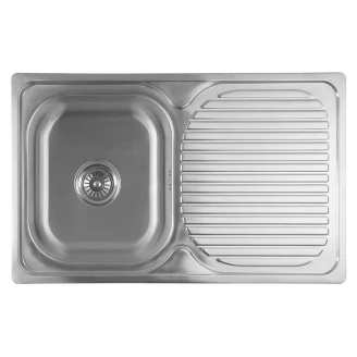 Rustfrit Stål Køkkenvask med Afløbsbakke <strong>Steelora</strong>  Krom Blank 78x18 cm med Vandlås