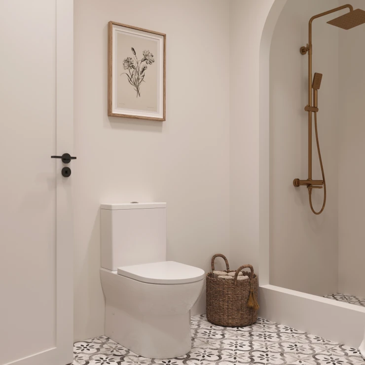 Brusesæt med Badekararmatur Therm Bronze Mat med Termostat