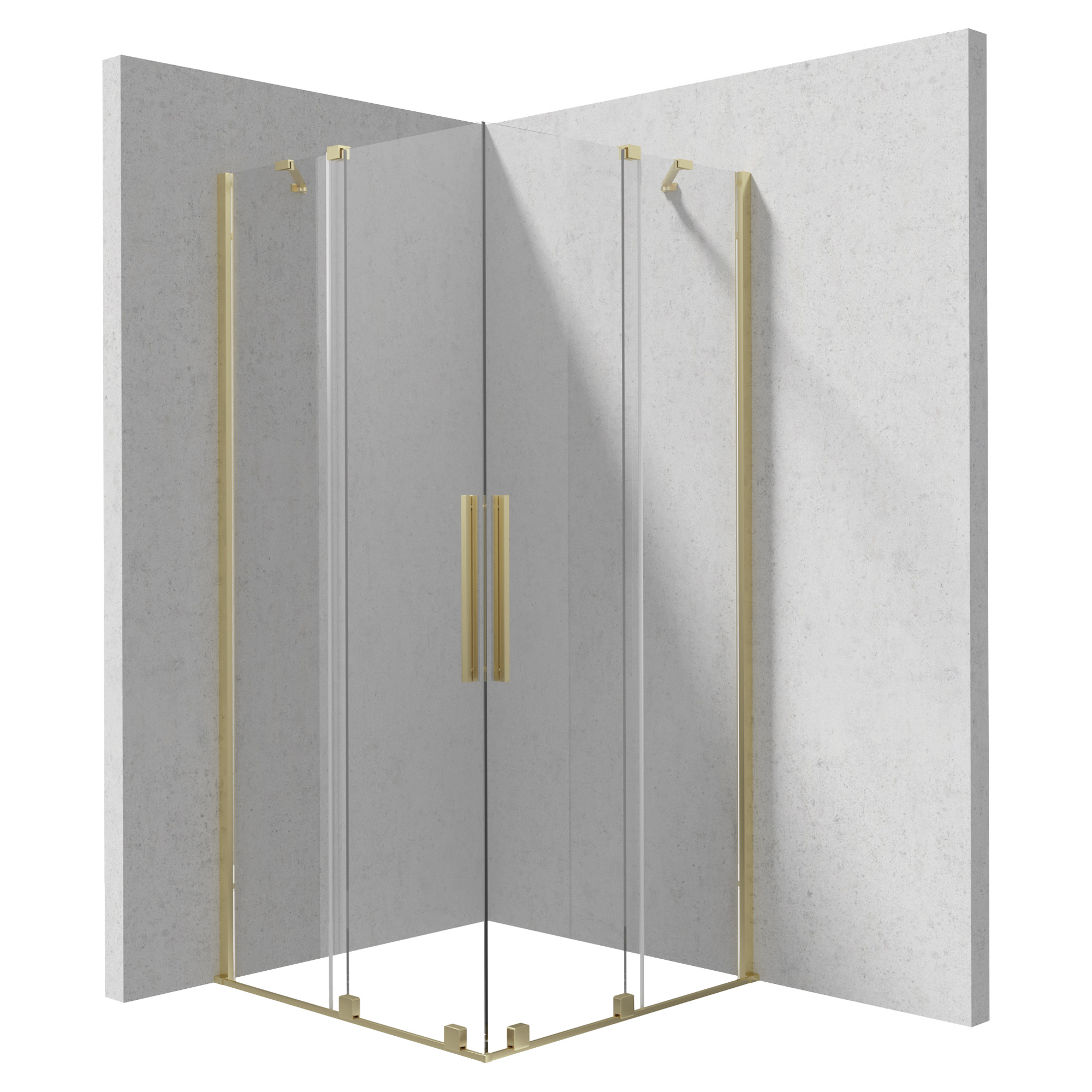 Brusehjørne Prizma 80 + 80 cm Guld Mat