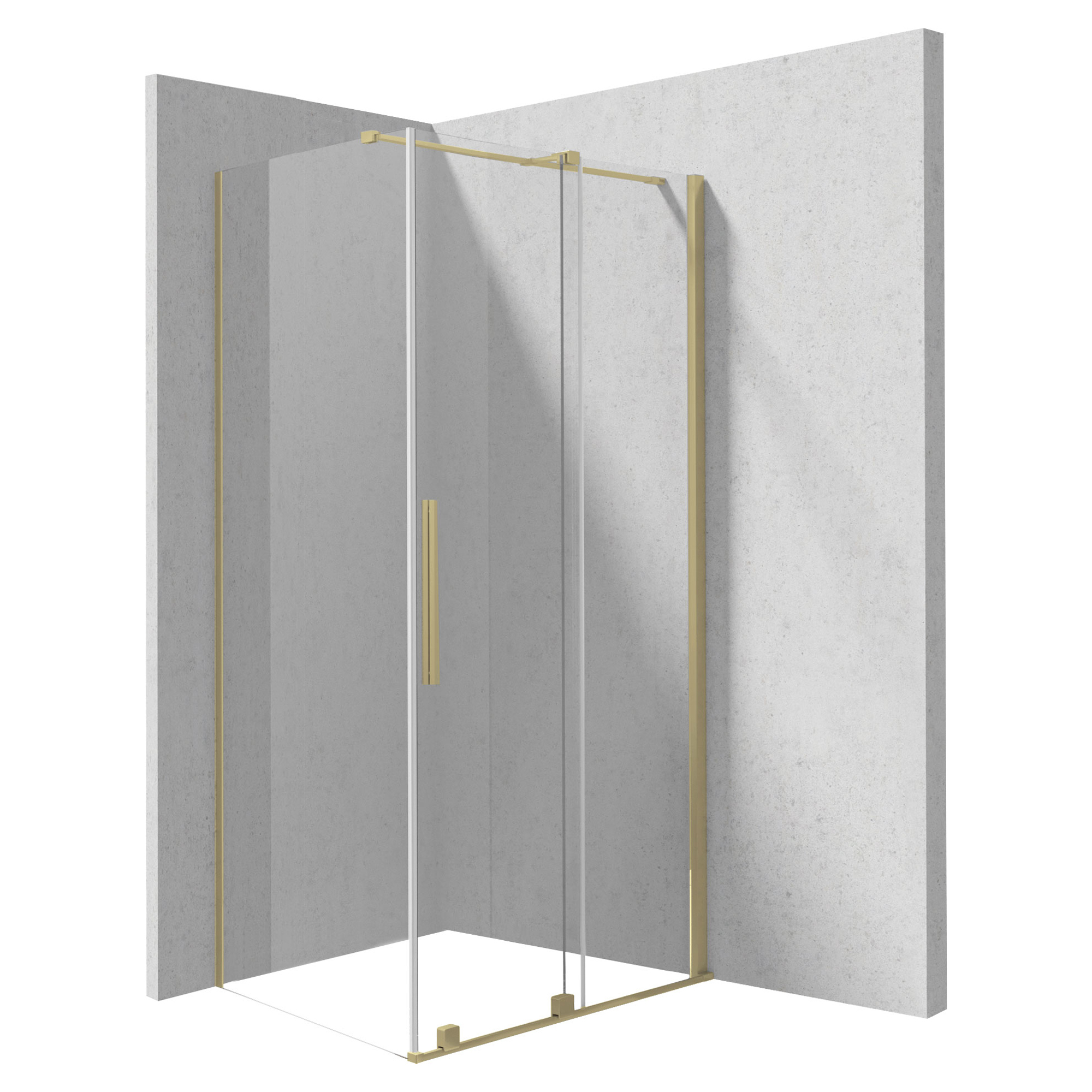 Brusehjørne Prizma 100 + 90 cm Guld Mat