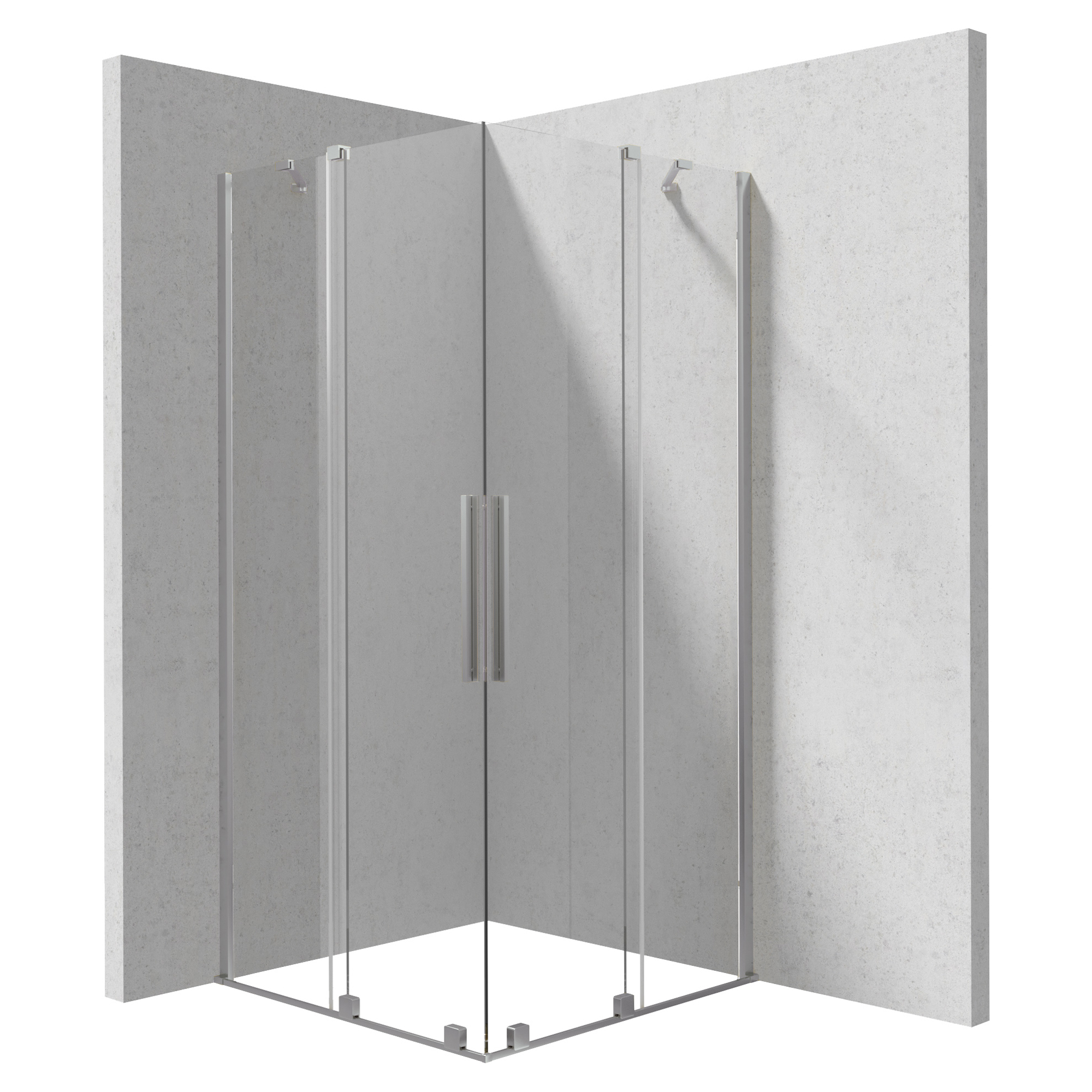 Brusehjørne Prizma 90 + 90 cm Krom Mat