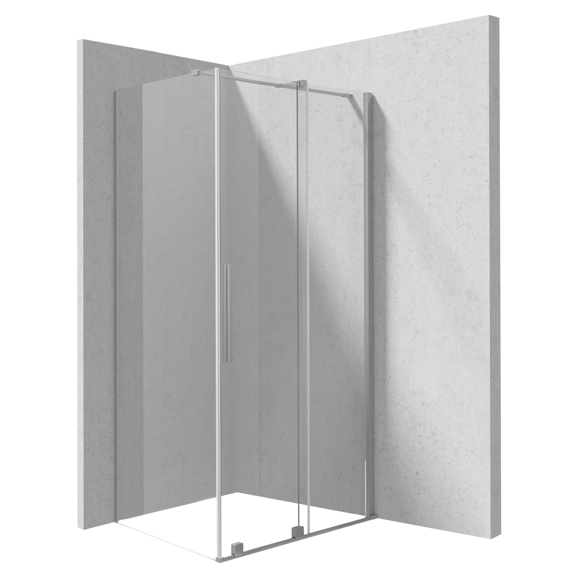 Brusehjørne Prizma 100 + 80 cm Krom Mat