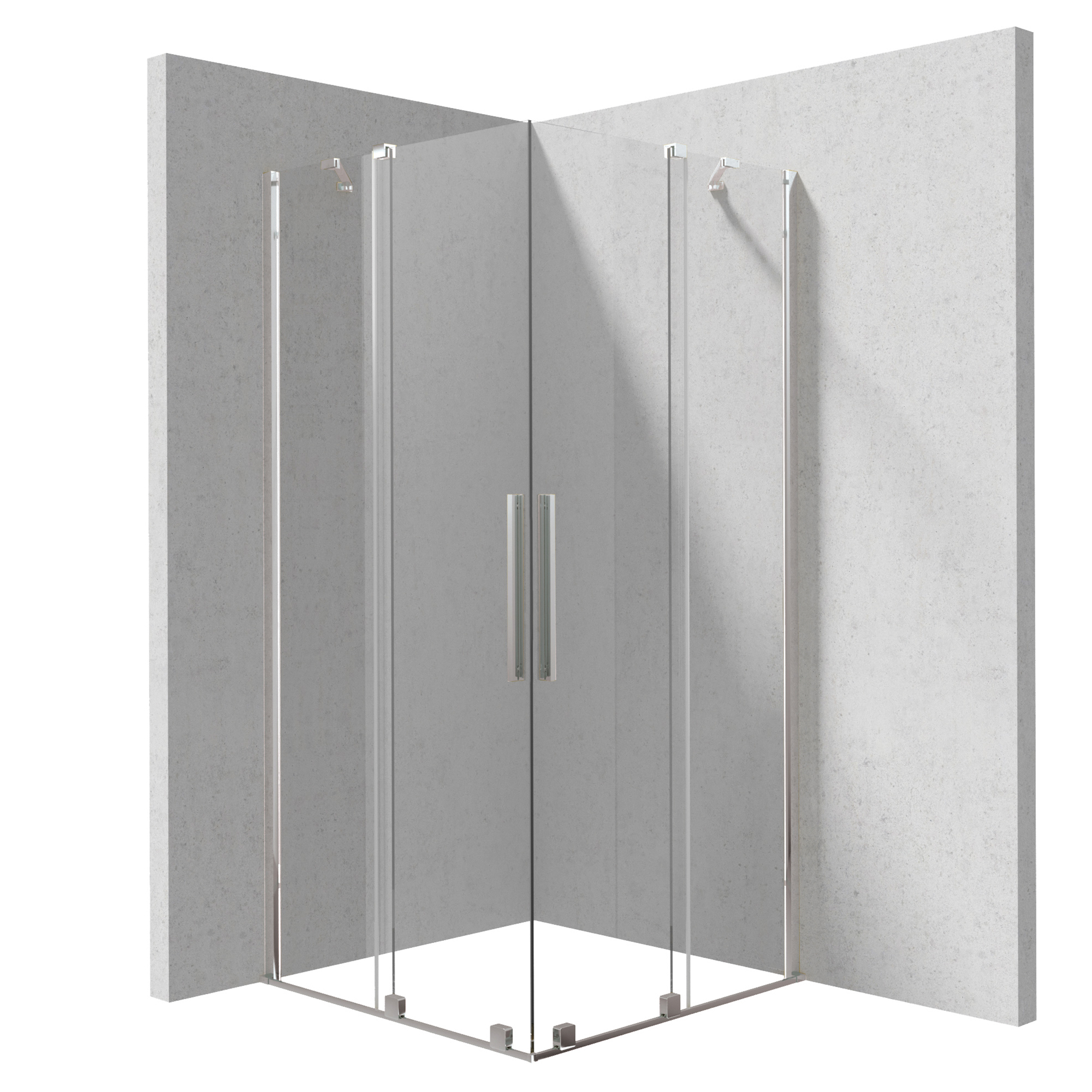 Brusehjørne Prizma 90 + 90 cm Krom Blank