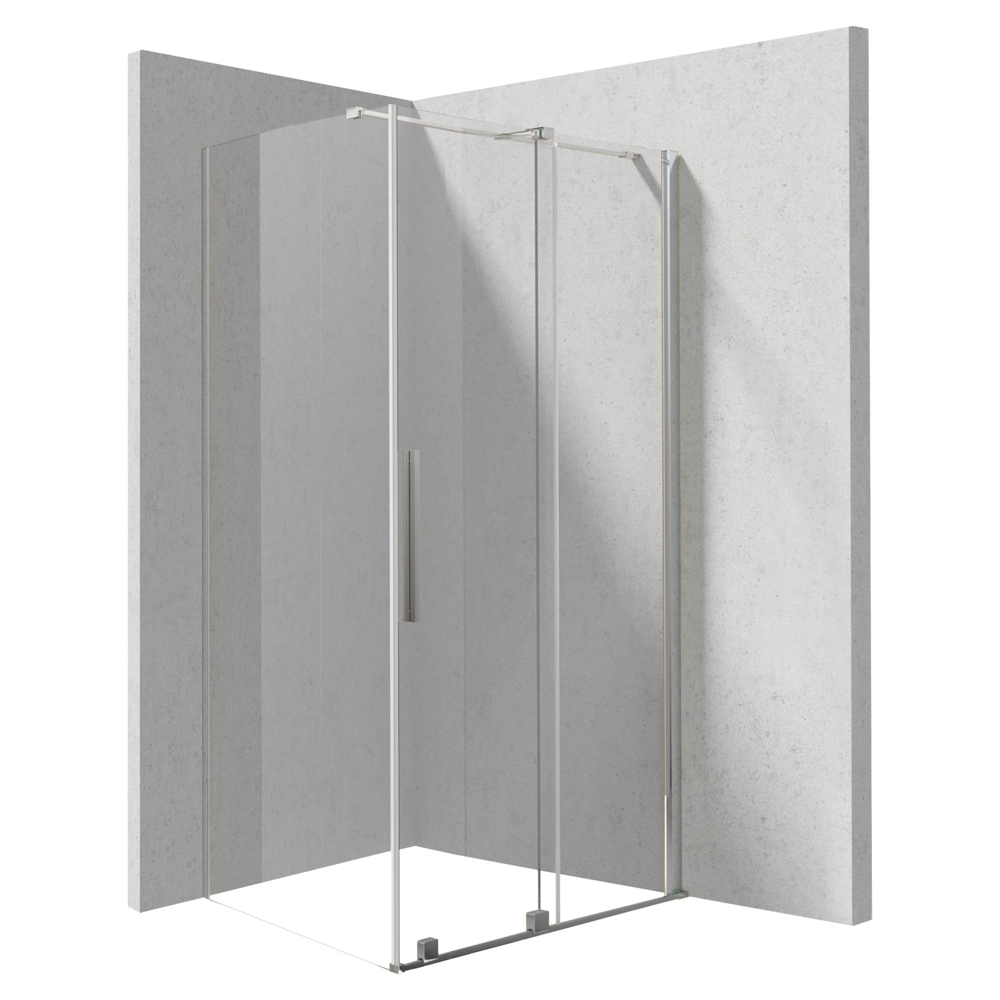 Brusehjørne Prizma 120 + 90 cm Krom Blank