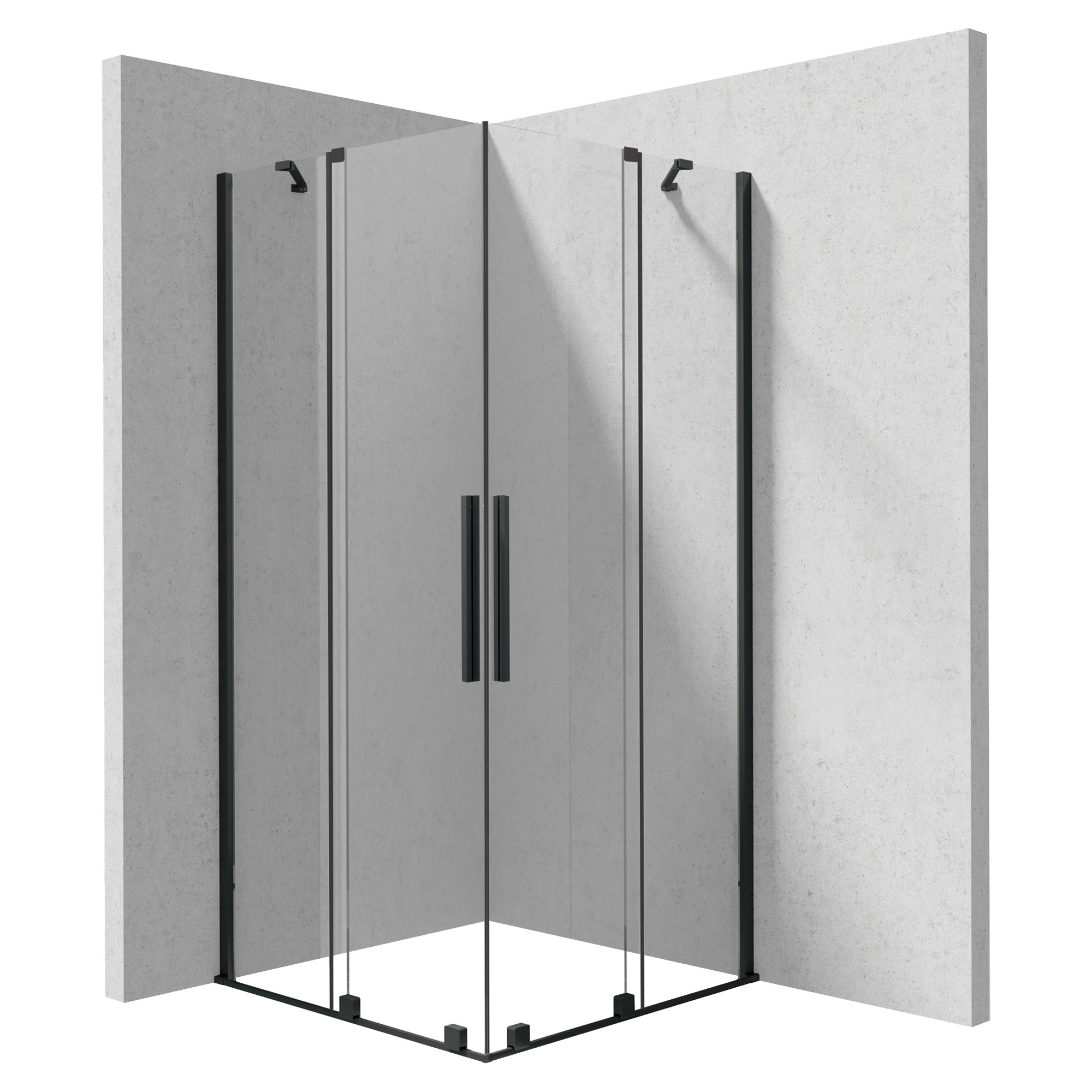 Brusehjørne Prizma 80 + 80 cm Sort Mat