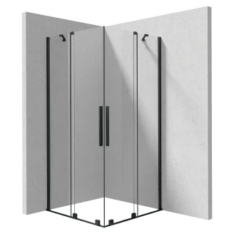 Brusehjørne <strong>Prizma</strong>  90 + 90 cm Sort Mat