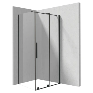 Brusehjørne <strong>Prizma</strong>  100 + 90 cm Sort Mat