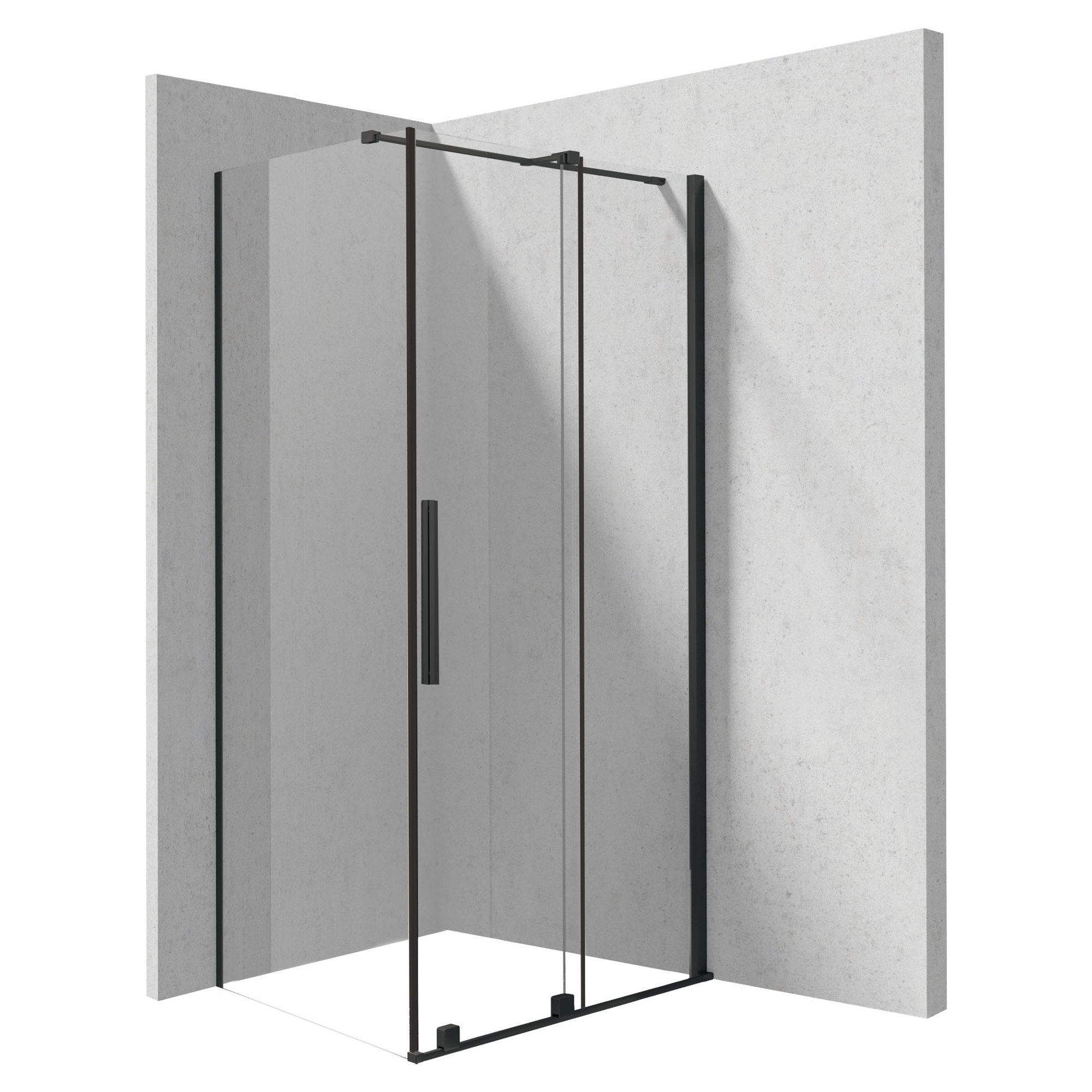 Brusehjørne Prizma 120 + 80 cm Sort Mat