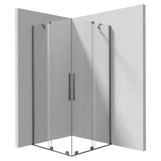 Brusehjørne <strong>Prizma</strong>  80 + 80 cm Grå Titanium Mat