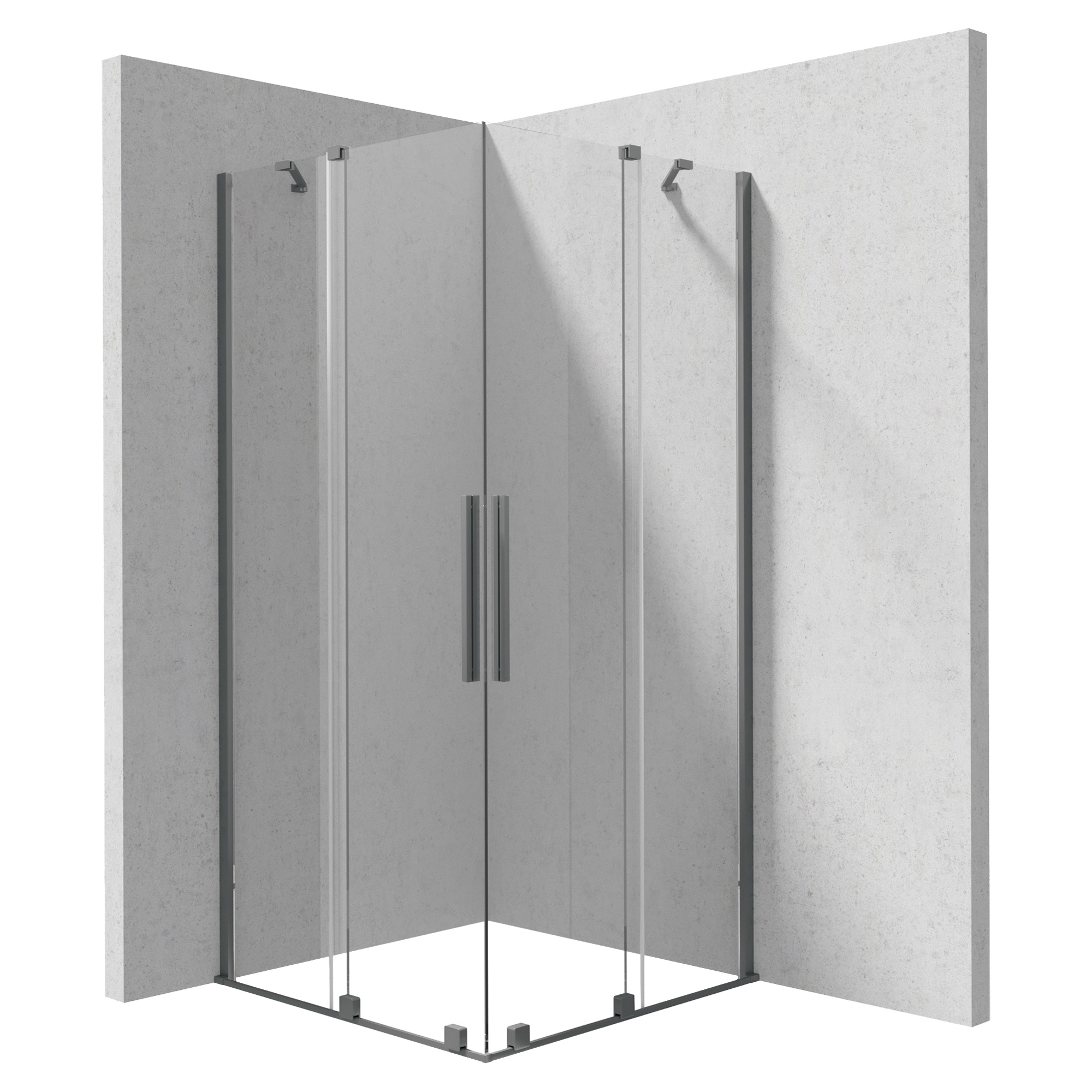 Brusehjørne Prizma 80 + 80 cm Grå Titanium Mat