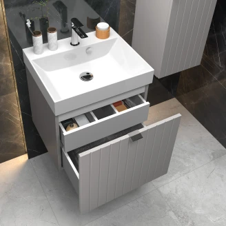 Underskab <strong>Atria</strong>  Beige Mat 50 cm med Vask Hvid Blank