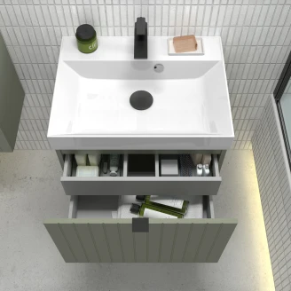 Underskab <strong>Atria</strong>  Grøn Mat 60 cm med Vask Hvid Blank