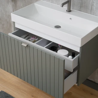 Underskab <strong>Atria</strong>  Grøn Mat 80 cm med Vask Hvid Blank