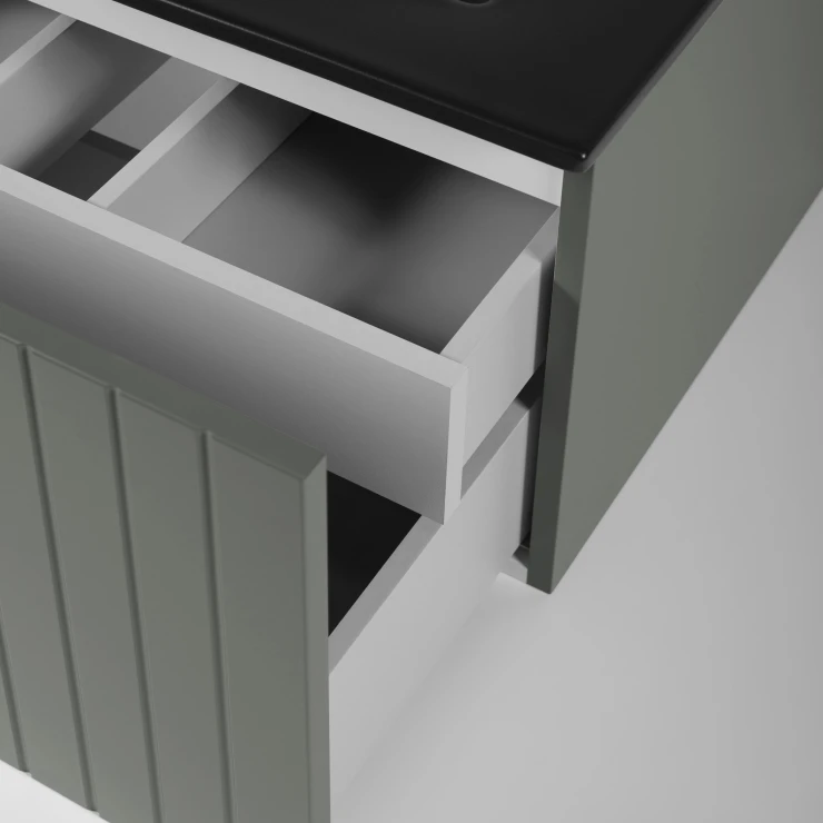 Underskab Atria Grøn Mat 60 cm med Bordplade Eg Massiv UV-lakeret