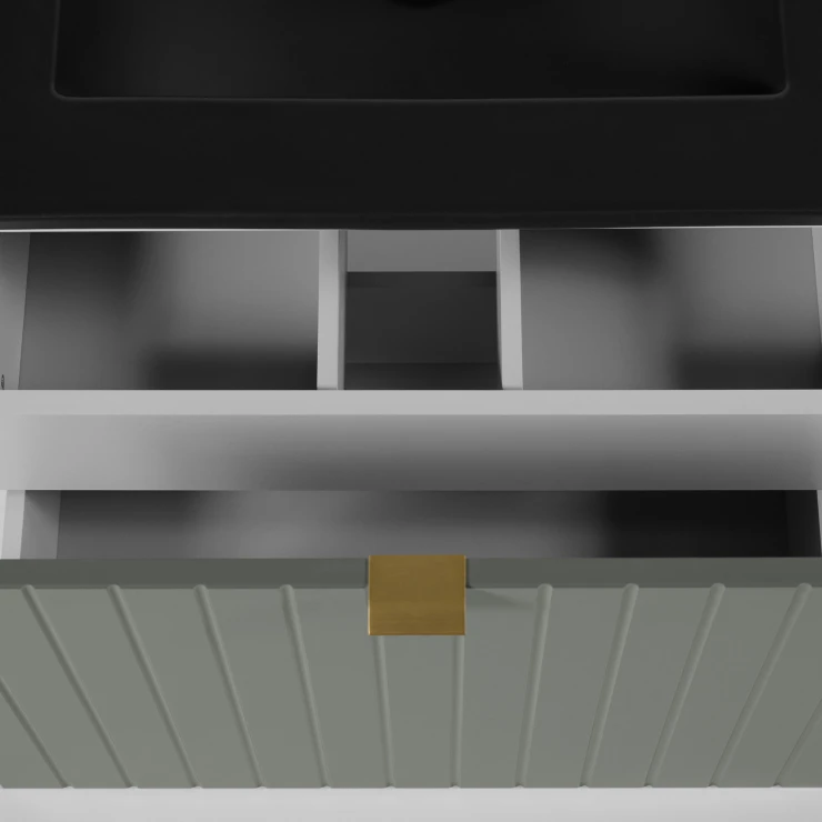 Underskab Atria Grøn Mat 80 cm med Bordplade Eg Massiv UV-lakeret