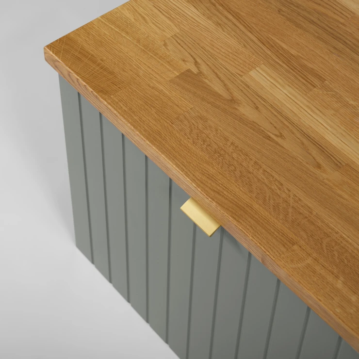 Dobbelt Underskab Atria Grøn Mat 160 cm med Bordplade Eg Massiv UV-lakeret