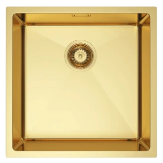 Rustfrit Stål Køkkenvask <strong>Valoise</strong>  Guld Mat 44x44 cm med Vandlås