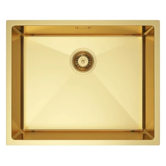 Rustfrit Stål Køkkenvask <strong>Valoise</strong>  Guld Mat 54x44 cm med Vandlås