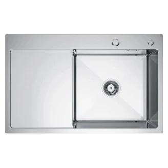 Rustfrit Stål Køkkenvask med Afløbsbakke <strong>Celion</strong>  Krom Mat 78x49 cm med Vandlås Venstre