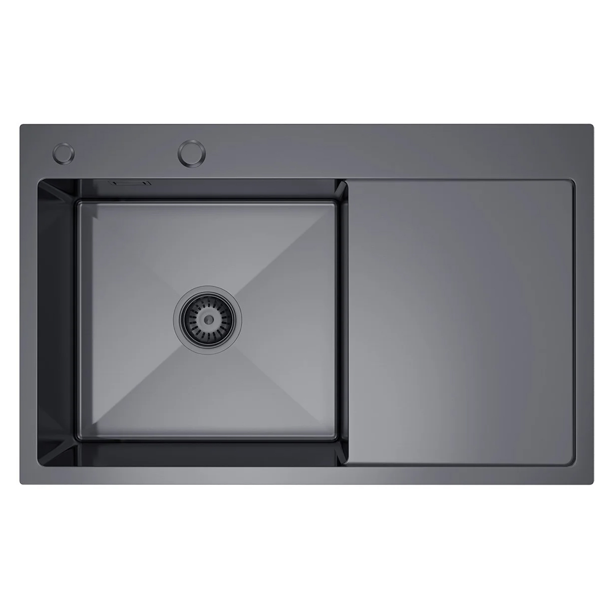 Rustfrit Stål Køkkenvask med Afløbsbakke Celion Grafit Mat 78x49 cm med Vandlås Højre